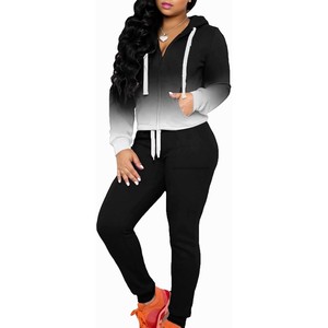 Women's Black Red Color Blocking Tracksuit Full Sleeve Hooded Zipper Closure Casual <b>Joggers</b> Set Autumn Breathable 100% <b>Polyester</b> - Product Image 3