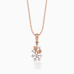 Pendentif de luxe pour femme, inspiré de la nature, motif floral et feuille, diamant de laboratoire, or 10K 14K 18K, argent 925 935, plaqué rhodium, taille brillant - Product Image 4