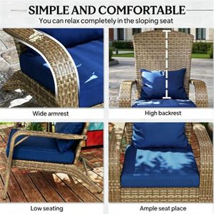 Sedia da terrazza e da giardino blu scuro con schienale - Product Image 3