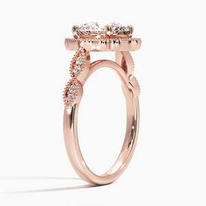 Cadenza Halo Moissanite Three Stone Engagement Ring with Brilliant Cut 925 Silver 14K Gold Plated Prong Setting GRA Certified - Product Image 4