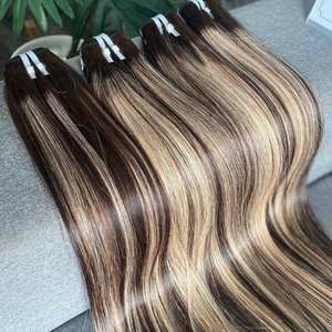 Cabello Virgen Vietnamita Humano con Trama en Color Rubio y Piano |   Costuras Resistentes y Seguras |   Sin desprendimiento, calidad duradera - Product Image 6