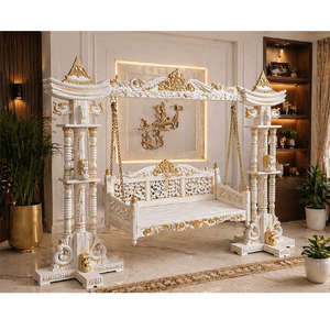 Columpio de Madera con Dosel Estilo Gran Palacio, Cuatro Postes, Acabado en Nogal, Muy Tallado, Jhula/Onjhal, Precio de Fábrica, ¡Gran Venta! - Product Image 2