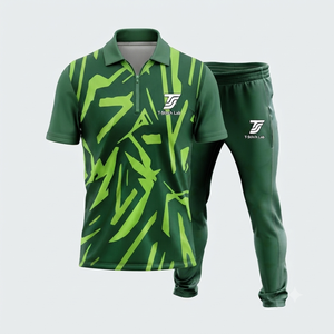 Uniforme de cricket 100% polyester à impression numérique, unisexe, avec nom d'équipe personnalisé, manches courtes, col rabattu, taille élastique, coupe athlétique - Product Image 3