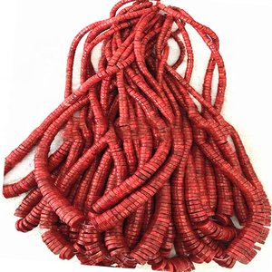 Naturellement <span class=keywords><strong>orange</strong></span> et noir couleur rouge Pomme Corail Heishi - Product Image 5
