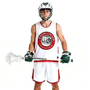 Uniforme de lacrosse personnalisé style universitaire blanc et rouge, vêtements d'équipe sublimés, maillot et short en mesh haute performance - Product Image 1