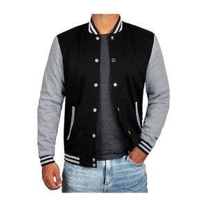 Chaqueta de Béisbol Estilo Universitario con Bordado Personalizado OEM Unisex, Chaqueta Varsity Vintage en Blanco para Hombre, Ropa Casual Escolar - Product Image 1