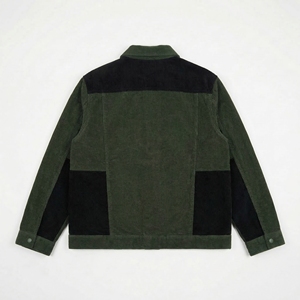 Olive Green Corduroy Contrast <b>Jacket</b> | Velvet Panel <b>Trucker</b> <b>Jacket</b> | Oversized Streetwear Corduroy Coat| Custom OEM Manufacturer - Product Image 4