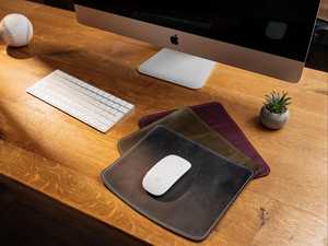 Handmade Real Leather <b>Mouse</b> Pad Anti Slip Suede Base Desk Mat Personalized Executive Writing Pad for Computer LMP-0057 - Product Image 3