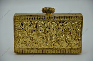 indian handmade Luxury Mother of Pearl <b>Clutch</b> <b>Bag</b> with <b>Black</b> Stone Inlay Handmade Brass <b>Evening</b> Handbag for Women - Product Image 5