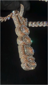 Colgantes de Hip Hop Iced Out Más Populares, Colgante Vertical con Nombre, Plata 925, Diamante Moissanita D VVS, Colgante de Letra con Moissanita - Product Image 5