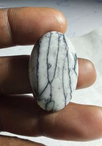 Cabochon de Jaspe Pinolithe Naturel, Pierre Précieuse en Cristal pour Création de Bijoux, Fourniture de Pierres de Guérison, Blanc et Noir - Product Image 2