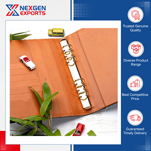 Huge Selling Excellent Quality PU Leather <b>Notebook</b> Cover Planner Organizer 6-Ring Loose Leaf Binder Indian Manufacturer Nexgen - Product Image 5