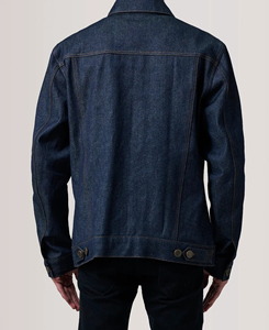 Premium Quality Men's Dark Blue Denim Jacket Workwear Style Turn-<b>down</b> Collar Single Breasted Regular Fit Cotton Washed Autumn - Product Image 2