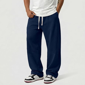 Men's <b>Black</b> Sweatpants Elastic Waist Drawstring Casual Pants With Side Pockets Breathable Knitted Cotton Autumn Wear - Product Image 5