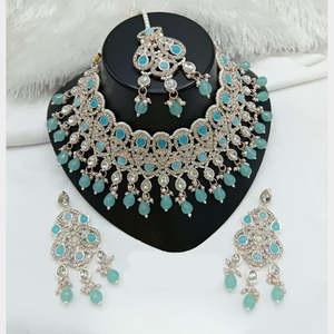 Juego de Collar de Diseño Jewelemarket con Piedras Austriacas Brillantes y Perlas, Joyería Fina-10575395BLP - Product Image 2