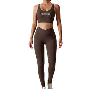 Workout Wholesale Custom Logo Fitness Set Active Wear Women Gym Clothes <b>Kit</b> Sweat Suit 2 Piece <b>Yoga</b> Sets - Product Image 1