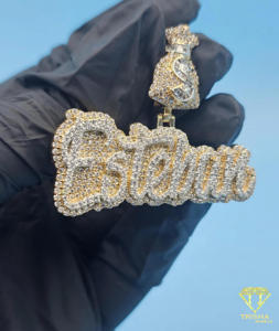 Colgante de Moissanita Iced Out con Diseño de Bolsa de Dinero, Colgante de Diamantes Estilo Hip Hop, Collar de Joyería de Lujo Chapado en Oro Personalizado para Hombre - Product Image 6