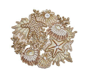 Mantel Individual Redondo Moderno y Ecológico con Diseño Floral Bordado con Cuentas, Tamaño Personalizado de 300 mm de Diámetro, Hecho en India - Product Image 2