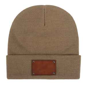 Gorro de Punto Personalizado con Parche de Cuero en Blanco para Niños y Adultos, Gorro de Invierno para Niños y Bebés - Product Image 5