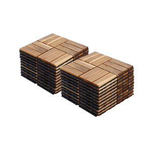 20 Pezzi Piastrelle a Incastro con Motivo a Scacchi 30x30 cm in Legno Duro di Acacia Giallo per Pavimentazione Esterna Balcone Portico - Product Image 1