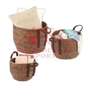 Homeward utiliser haute qualité 100% à la main mer herbe corde écologique taille personnalisable intérieur extérieur utilisation panier de rangement meilleur - Product Image 5