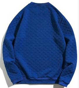 2026 Elegant Men's Oversized Crew Neck Pullover Sweatshirt Solid Color Casual Knitted Cotton Winter Embroidered - Product Image 4