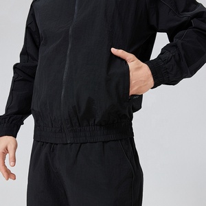 Men <b>Black</b> Windproof Tracksuit Set Zip Up Jacket and <b>Pants</b> Set Lightweight Sportswear for Running Training Tracksuit - Product Image 5