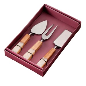 Hot <b>Sale</b> on Top Quality Stainless Steel Handmade Resin with Wooden Handle Cheese Cutting <b>Set</b> at Reasonable Price - Product Image 1