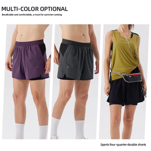 Shorts de sport double couche pour homme, respirants et à séchage rapide, pour la course en extérieur et le fitness estival - Product Image 2