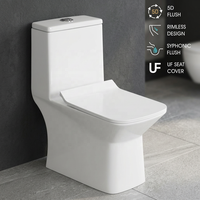 WC monobloc en céramique blanc de luxe à double chasse siphonique, à poser au sol, pour salle de bain de villa moderne
