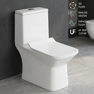 Inodoro de Cerámica de Una Pieza con Diseño de Lujo Dorado y Doble Descarga para Villas Modernas y Proyectos de Baños Comerciales - Product Image 2
