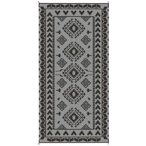 Tappeto da Esterno Impermeabile in PP Riciclato 9FT X 18FT Nero e Grigio con Motivo a Rombi e Borsa per il Trasporto - Product Image 1