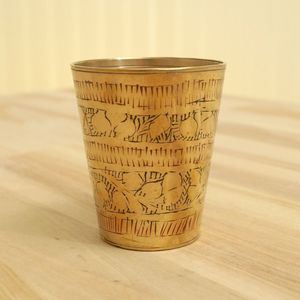 Engraved Brass Drinking Glass Handmade Vintage Style Tumbler Cup <b>for</b> Home <b>Kitchen</b> <b>Decor</b> Gift <b>Item</b> Premium Quality - Product Image 4