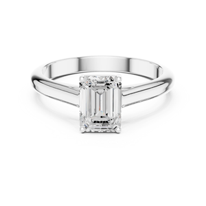 Sterling <b>Silver</b> <b>Emerald</b> Moissanite Solitaire Engagement <b>Ring</b> | Classic Solitaire Wedding <b>Ring</b> for Women - Product Image 1
