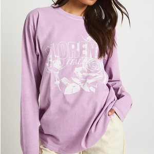 Camiseta de Manga Larga Personalizada para Mujer, Algodón Premium Transpirable, Camiseta Básica Informal para Mujer, Fabricante OEM, Venta al Por Mayor - Product Image 1