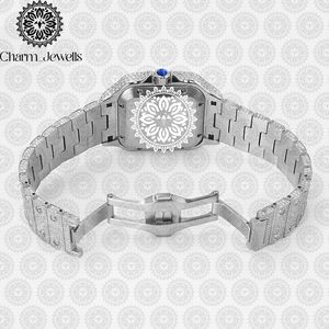 Reloj de Diamantes de Lujo para Mujer Charm Jewells, Cuadrado, de Acero Inoxidable, Analógico, de Cuarzo, con Esfera Azul, Visualización de Fecha, Estilo Joyería de Moda - Product Image 2
