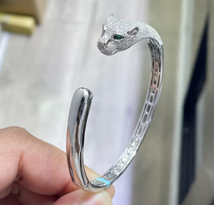 Moissanite Dragon Head Cuff <b>Bracelet</b> Iced Out <b>Silver</b> Open <b>Bangle</b> Luxury Hip Hop Animal Jewelry Mens Womens Gift Modern Bold Look - Product Image 6
