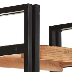 ตู้หนังสือไม้เนื้อแข็งอะคาเซียสีดำ พร้อมเหล็กเคลือบสีฝุ่น ดีไซน์หรูหราและทนทาน - Product Image 3