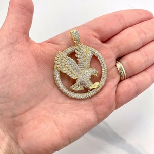 Pendentif Aigle de Luxe Sertie de Moissanite pour Hommes, Plaqué Or, Style Hip Hop, Breloque Collier Oiseau en Vol, Bijou Tendance pour Rappeur, Cadeau - Product Image 4
