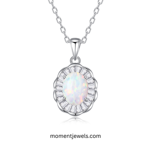 Collar de Plata S925 Estilo Tropical con Colgante Ovalado de Ópalo y Circonita para Mujer, Joyería Moderna de Playa, Regalo de Cumpleaños - Product Image 2