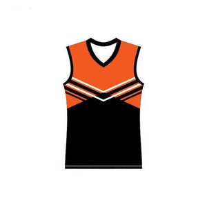 Ensemble d'uniformes de cheerleading WARPRO INDUSTRY, haut sans manches et jupe orange et noir, style adulte, kits en spandex/polyester 260g - Product Image 5