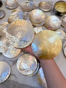 Luxury gold-inlay fish shell dish Natural iridescent mother of pearl Exquisite handcrafted 8cm-10cm dish artisan <b>MOP</b> tray - Product Image 6