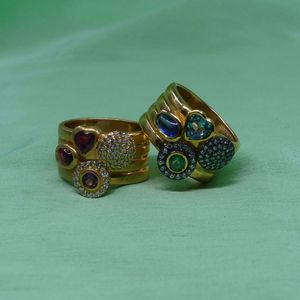 Wedding Wear 925 Sterling Silver Gold Plated Jewelry Blue Topaz White Topaz Gemstone Women Wear Classic Ring - Product Image 4