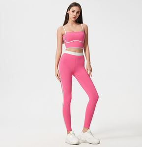 Conjuntos de Yoga Populares en Europa y América, Pantalones de Yoga Transpirables de Cintura Media para Mujer, Chaleco Deportivo, Ropa de Fitness de 2 Piezas, Ecológica - Product Image 1