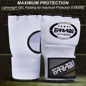 Gants intérieurs en gel de haute qualité avec logo personnalisé pour adultes, MMA, Muay Thai, boxe, activités de plein air, demi-doigts, en tissu polyester, avec fermeture auto-agrippante - Product Image 4