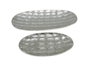 ถาดเสิร์ฟโลหะอลูมิเนียมทรงสี่เหลี่ยมลายนูนทำด้วยมือสีเงินสำหรับตกแต่งโรงแรมร้านอาหาร - Product Image 3