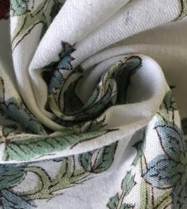 Tissu en coton imprimé à la main – Motif floral Buta de petite taille |   Bleu turquoise et vert olive |   Textile indien fait main - Product Image 2