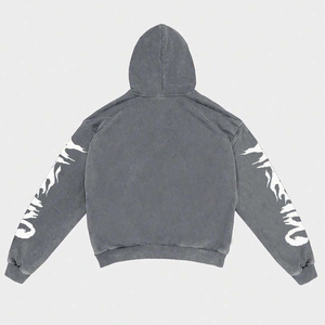 เสื้อฮู้ดดี้ทรงโอเวอร์ไซส์ Glory Custom ล้างสีแบบแอซิดวอช ผ้าฝ้าย 100% คุณภาพพรีเมียม พิมพ์ลาย DTF เสื้อผ้าลำลองสำหรับทุกเพศ - Product Image 3