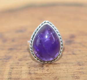 Bague en argent sterling 925 avec améthyste naturelle, faite à la main, pierre de naissance de février, cadeau pour femme - Product Image 3