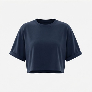 T-shirt court unisexe personnalisé couleur unie, taille haute, manches courtes, respirant, séchage rapide, coton, été, écologique - Product Image 1